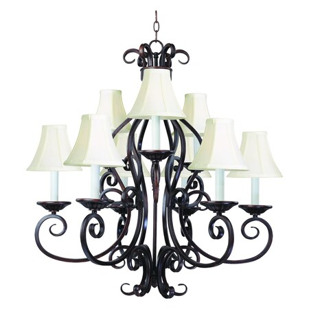 Maxim Nine Light Oil Rubbed Bronze Up Chandelier 12216OI/SHD123